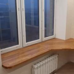 Столешница-подоконник из сращенного дуба для гостиной 3846х590х40 мм